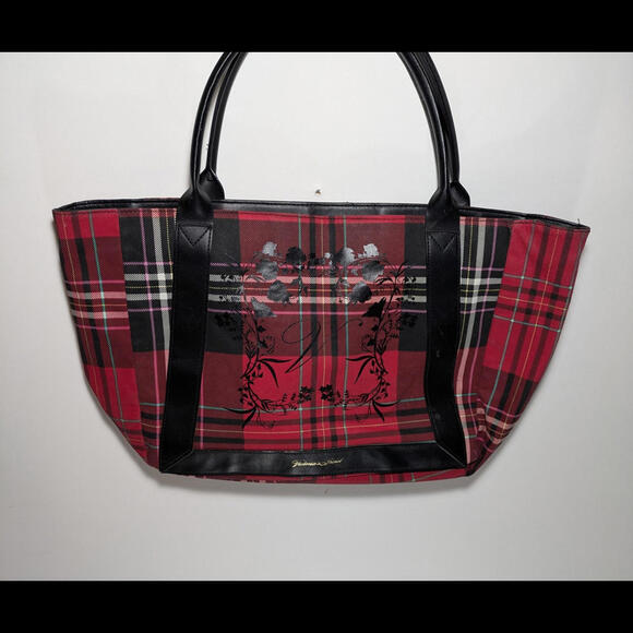 Victoria's Secret Handbags - Victoria Secret Tote Bag Plaid Holiday Red Black Logo Everyday Casual Flower Bag